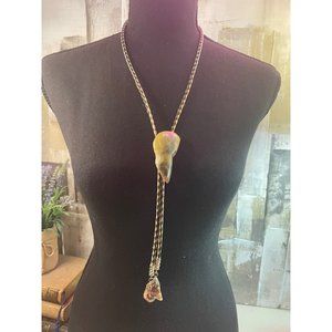 Vintage Hickok USA Bolo Tie Lanyard Jasper Agate Stone